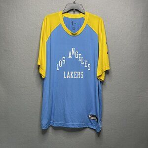 Nike LA Lakers NBA 75th Anniversary Dri-Fit Mens Game Shirt XXL Tall Blue/Yellow